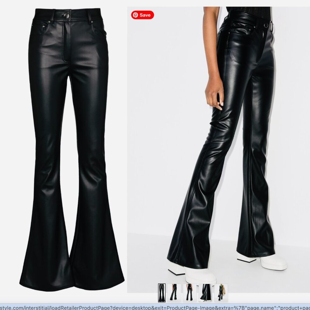 STAND STUDIO "VIRGINIA" FAUX LEATHER FLARE PANT BLACK SZ 42